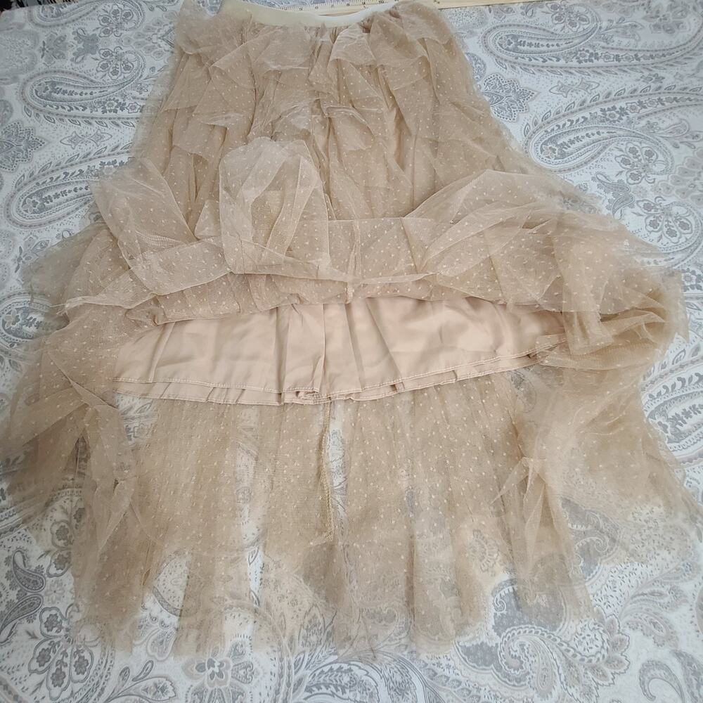 Chic Wish Dots full ruffled tulle skirt Light tan women's beige Fairy Whimsy - Picture 6 of 11